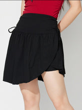Side Tie Asymmetric Hem Mini Skirt Black OutfitFlow