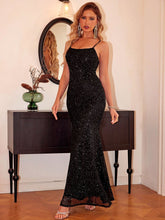 Sequin Square Neck Maxi Cami Dress Black OutfitFlow
