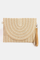 Fame Two Tone Woven Paper Envelope Clutch Bag IV One Size OutfitFlow