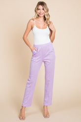 Culture Code Full Size Pin Tuck Detail Slim Pants Lilac OutfitFlow