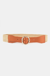 Alloy Buckle Braided Belt Caramel One Size OutfitFlow