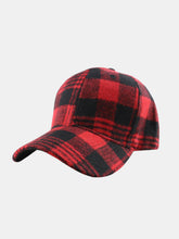 Plaid Adjustable Cotton Baseball Cap Red One Size OutfitFlow
