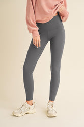 Yelete Full Size Fleece Lined High Waisted Leggings Gray OutfitFlow