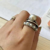 Alloy Three-Layered Open Ring Silver One Size OutfitFlow