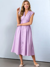 Smocked Zip Front Cap Sleeve Dress Pink Purple OutfitFlow