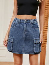 High Waist Denim Skirt Dark Blue OutfitFlow