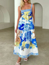 Pocketed Printed Sleeveless Cami Dress Blue OutfitFlow