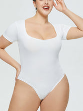 Full Size Square Neck Short Sleeve Bodysuit White OutfitFlow