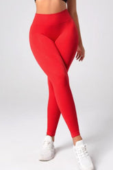 High Waistband Long Active Pants Red OutfitFlow