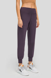 Millennia Wide Waistband Slant Pocket Pants Purple OutfitFlow