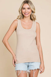 Culture Code Full Size Ribbed Scoop Neck Tank Bake Shell OutfitFlow