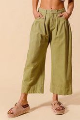 SO ME Mid Rise Wide Leg Chino Pants With Pockets SAGE OutfitFlow