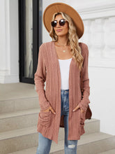 Open Front Long Cardigan Brick Red OutfitFlow