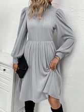 Textured Turtleneck Long Sleeve Dress Gray OutfitFlow
