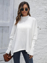 Loose Hem Plain Sweater White One Size OutfitFlow