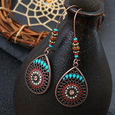 Alloy Oil Drip Beaded Teardrop Earrings Silver One Size OutfitFlow