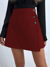 Buttoned Mini Skirt Burgundy OutfitFlow
