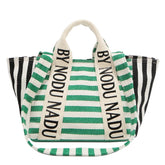 Nicole Lee USA Letter Striped Tote Bag Green One Size OutfitFlow