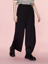 Elastic Waist Wide Leg Pants with Pockets Black OutfitFlow
