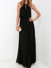 Pleated Sleeveless Maxi Tank Dress Black OutfitFlow
