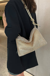 Rhinestone Knotted Strap Crossbody Bag Gold One Size OutfitFlow
