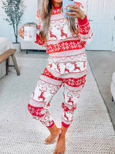Full Size Christmas Element Round Neck Top and Pants Set Orange-Red OutfitFlow