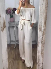 Full Size Off-Shoulder Top and Pants Set Plus Size White OutfitFlow