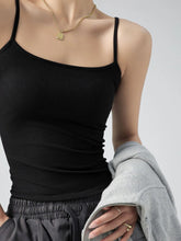 Ribbed Scoop Neck Cami Top Black One Size OutfitFlow