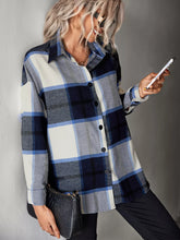 Plaid Button-Down Long Sleeve Shirt Navy OutfitFlow
