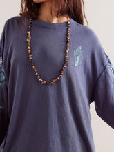 Embroidered Round Neck Long Sleeve Sweatshirt Light Indigo OutfitFlow