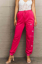 Simply Love Simply Love Full Size Drawstring BUTTERFLY Graphic Long Sweatpants Hot Pink OutfitFlow