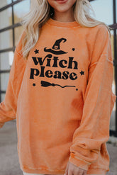 WITCH PLEASE Graphic Dropped Shoulder Sweatshirt Sherbet OutfitFlow