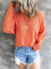 V-Neck Drop Shoulder Knit Top Orange OutfitFlow