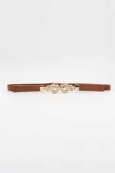 Zinc Alloy Buckle PU Leather Belt Caramel One Size OutfitFlow