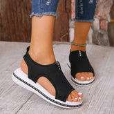 Mesh Open Toe Platform Sandals Black OutfitFlow