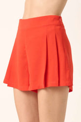 Mittoshop Side Invisible Zipper Pleated Shorts Orange OutfitFlow