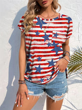Printed Round Neck Short Sleeve T-Shirt Scarlet OutfitFlow