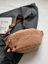 Sherpa Crossbody Bag with Adjustable Strap Khaki One Size OutfitFlow
