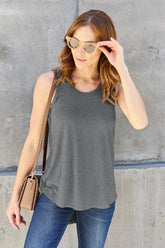 Basic Bae Full Size Round Neck Curved Hem Tank Gray OutfitFlow