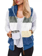 Color Block Zip Up Vest Coat Blue OutfitFlow