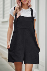 Textured Overall with Pockets Black OutfitFlow