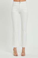 RISEN Full Size Mid Rise Bootcut Jeans with Pockets White OutfitFlow