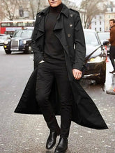 Men's Long Sleeve Longline Trench Coat Black OutfitFlow