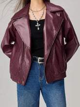 Zip Up Drop Shoulder Jacket Plum Purple OutfitFlow