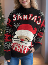 Santa Mock Neck Long Sleeve Sweater Black One Size OutfitFlow