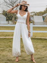 Backless Wide Strap Wide Leg Jumpsuit White OutfitFlow