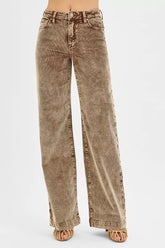 RISEN High Rise Wide Leg Corduroy Jeans MOCHA OutfitFlow