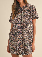 Leopard Round Neck Short Sleeve Mini Dress Leopard OutfitFlow