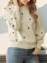 Perfee Heart Round Neck Long Sleeve Knit Top Cream OutfitFlow