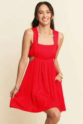 Davi & Dani Washed Satin Cutout Skirt Bandeau Mini Dress Orange OutfitFlow